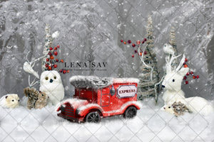 Christmas truck Digital backdrop