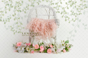 Digital backdrop flowers vintage wicker chair